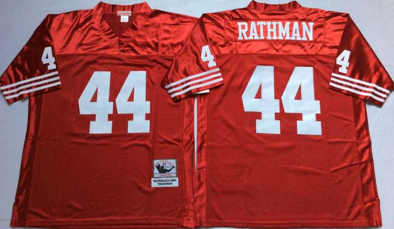 49ers 44 Tom Rathman Red M&N Throwback Jersey->nfl m&n throwback->NFL Jersey